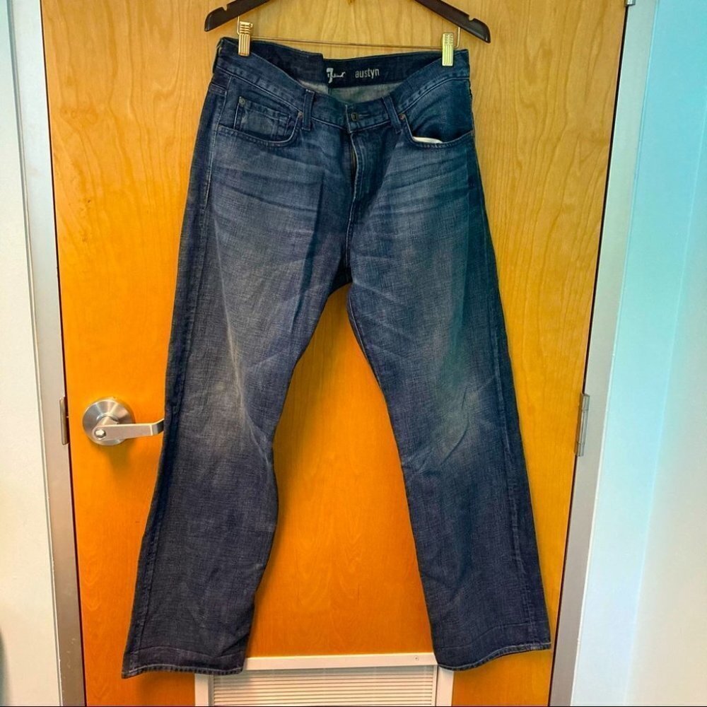 7 FOR ALL MANKIND Sz 34 Jeans Austyn 100% Cotton Dark Wash